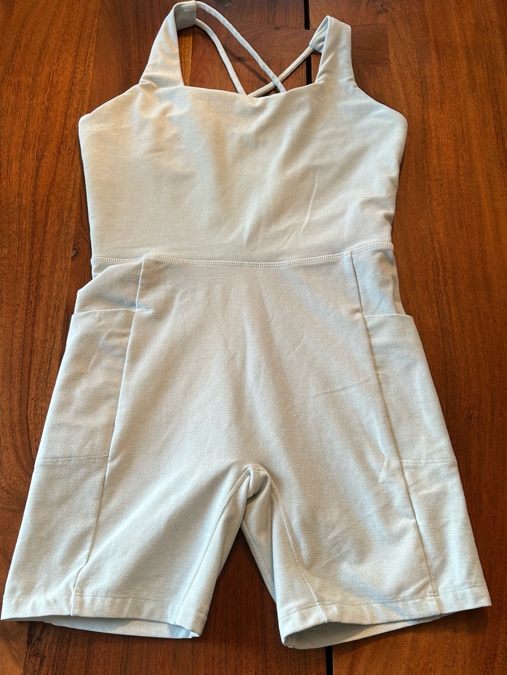 CALIA by Carrie Underwood Light Blue Strappy Romper Jumpsuit